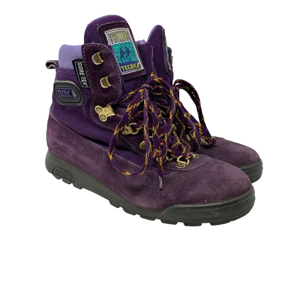 VTG Tecnica Trekking Technical GORE-TEX Purple Suede Hiking Boots Womens 8-8.5